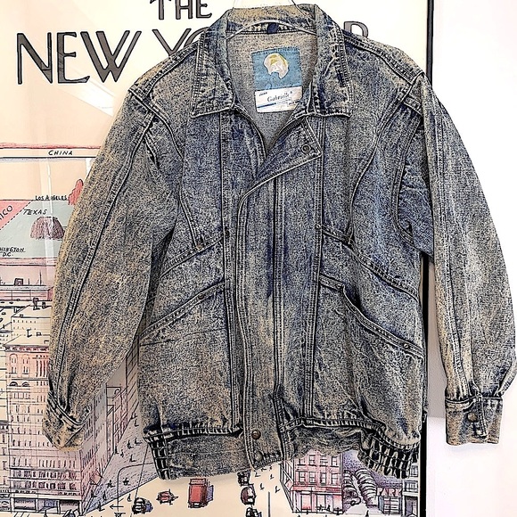 Vintage unisex acid wash jean jacket size S/M - Picture 2 of 11